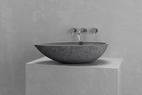 Egg-Shaped Concrete Vessel Sink