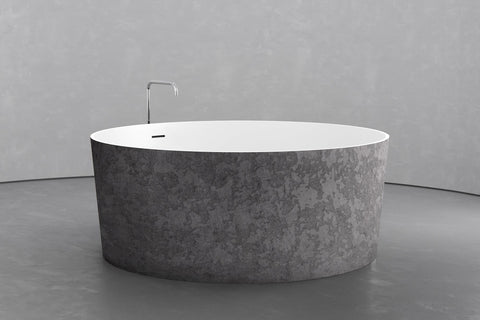 Round Japanese Soaking Tub – Freestanding Concrete
