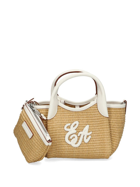 Emporio Armani Woven Straw Small Shopper Bag