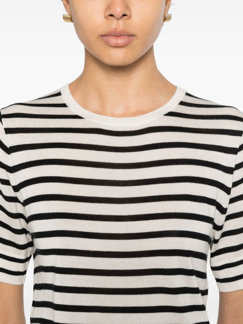 Soft Goat Silk and cashmere striped t-shirt