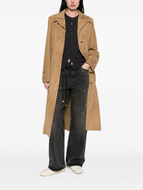 Golden Goose Suede leather trench coat