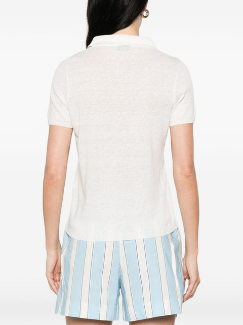 Base Linen and cotton blend polo shirt