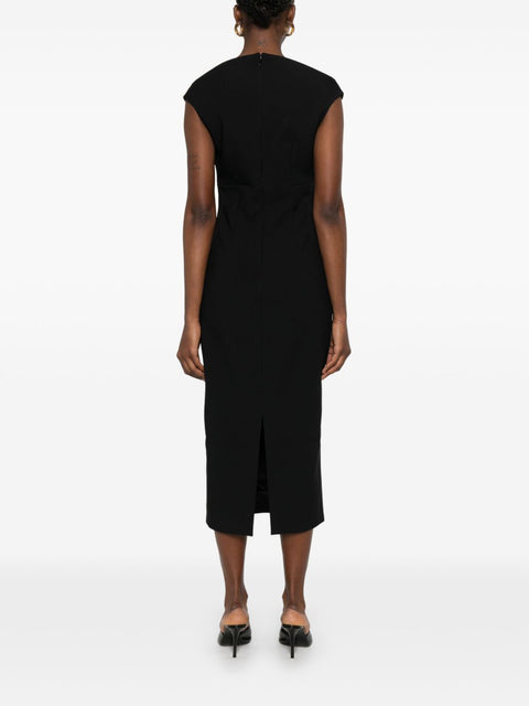 Solace London V-neck zip fastening Monica midi dress
