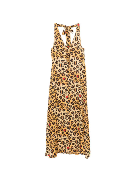 Alessandro Enriquez V-neck Printed long dress