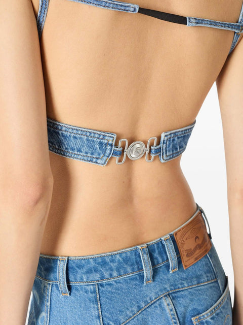 Marine Serre Denim bra top
