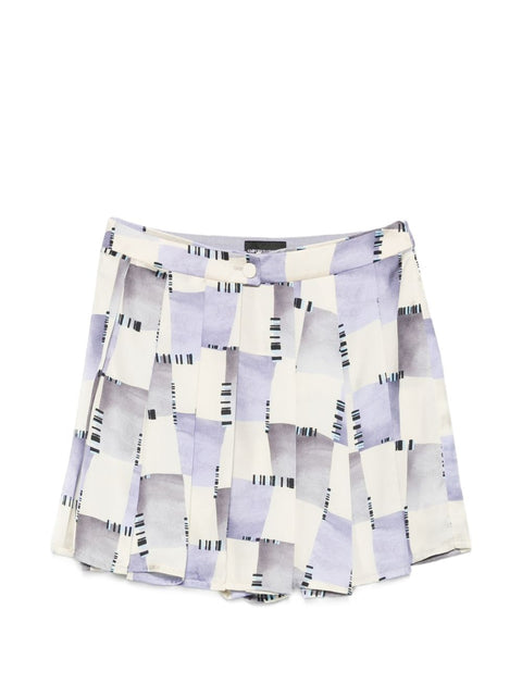 Emporio Armani Abstract Print Pleated Shorts