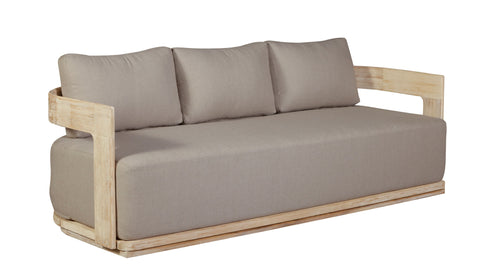 Eclipse Outdoor Solid Teak Wood Sofa Natural Look - Gray Fabric