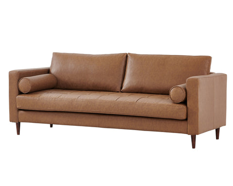 Alessandra Modern Contemporary Eco Leather Sofa - Light Brown