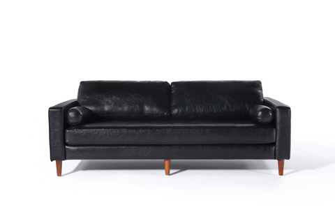 Cosmic Modern Contemporary Leather Sofa - Black