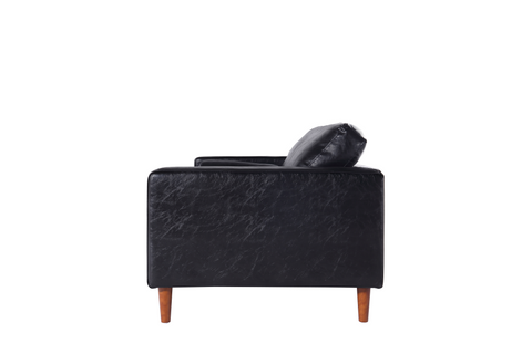 Cosmic Modern Contemporary Leather Sofa - Black