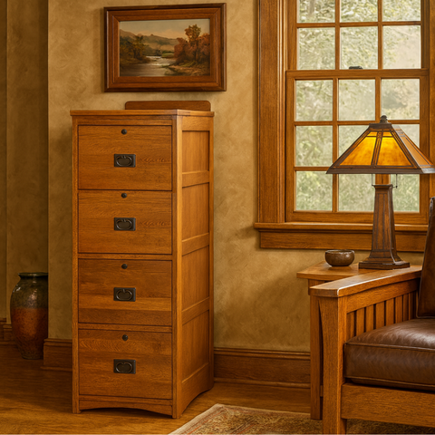 Mission Solid Oak 4 Drawer File Cabinet - Options Available