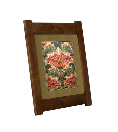 Arts & Crafts Mission Oak Framed Art with Poppy Delight Walnut finish