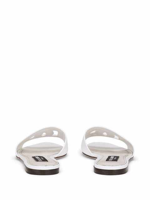 Dolce & Gabbana DG Logo Leather Flat Sandals