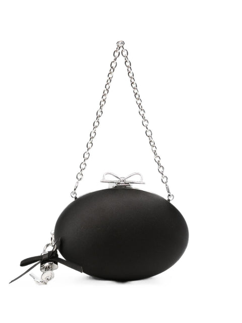 Self-Portrait Bow Crystal Oval Clutch