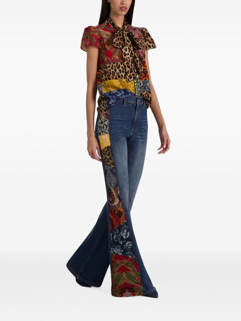 Alice + Olivia Jeannie Printed Silk Shirt