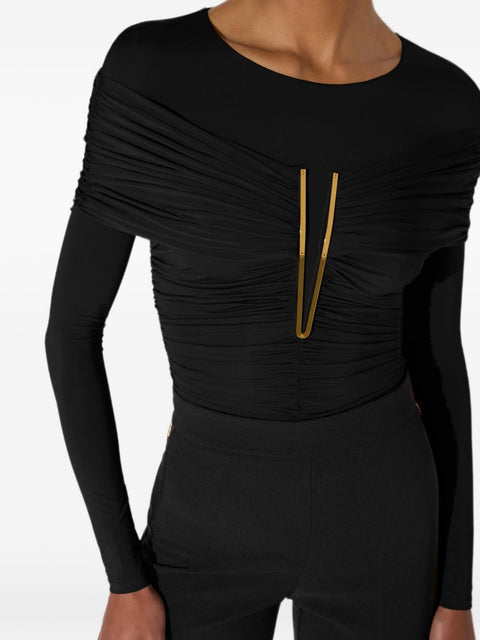 Elisabetta Franchi Draped Crepe Jersey Top