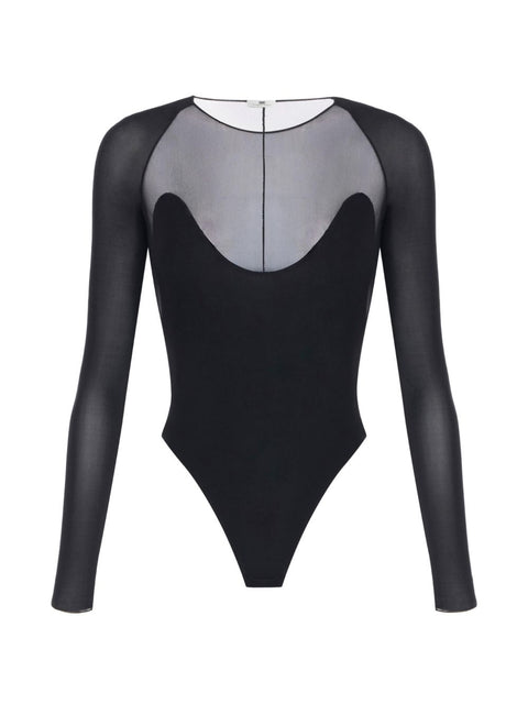 Elisabetta Franchi Tulle Panel Jersey Bodysuit