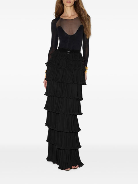 Elisabetta Franchi Tulle Panel Jersey Bodysuit