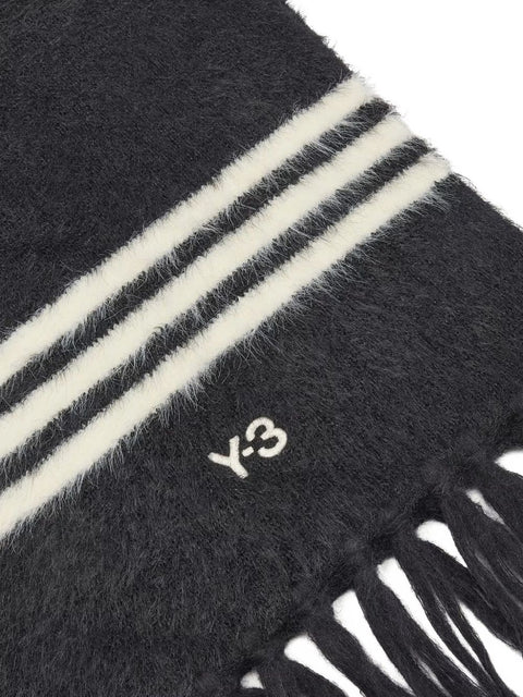 Y-3 3-Stripes Fringed Scarf