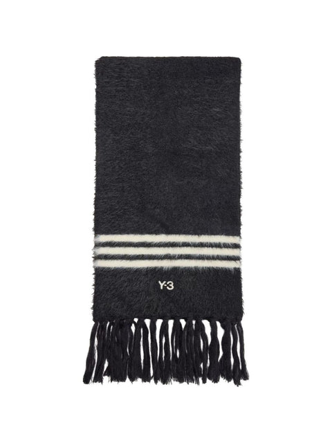 Y-3 3-Stripes Fringed Scarf