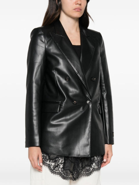 Ermanno Firenze Faux-Leather Blazer Jacket