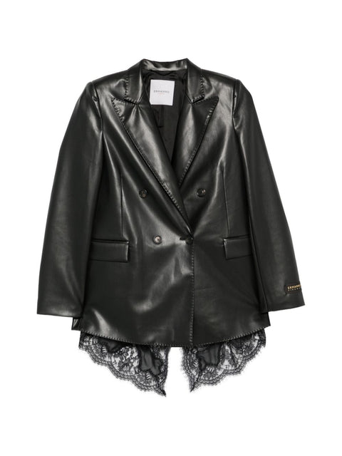Ermanno Firenze Faux-Leather Blazer Jacket