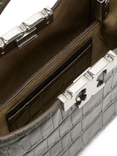 Tory Burch Eleanor Mini Croc-Embossed Leather Satchel