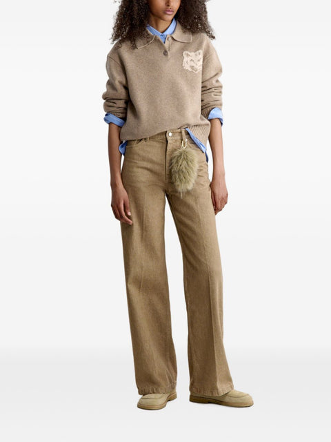 Maison Kitsuné Maison Kitsune Fox Head Wool Polo Jumper