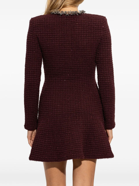 Self-Portrait Crystal-Embellished Collar Dress