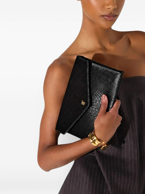 Elisabetta Franchi Crocodile-Effect Flap Clutch