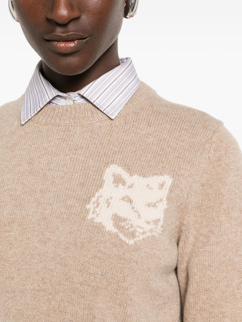 Maison Kitsuné Maison Kitsune Fox Head Wool Crewneck Jumper