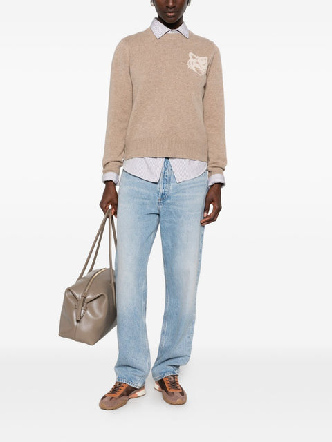 Maison Kitsuné Maison Kitsune Fox Head Wool Crewneck Jumper