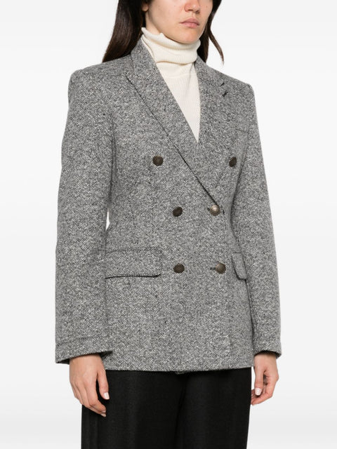 Emporio Armani Tweed Double-Breasted Blazer Jacket