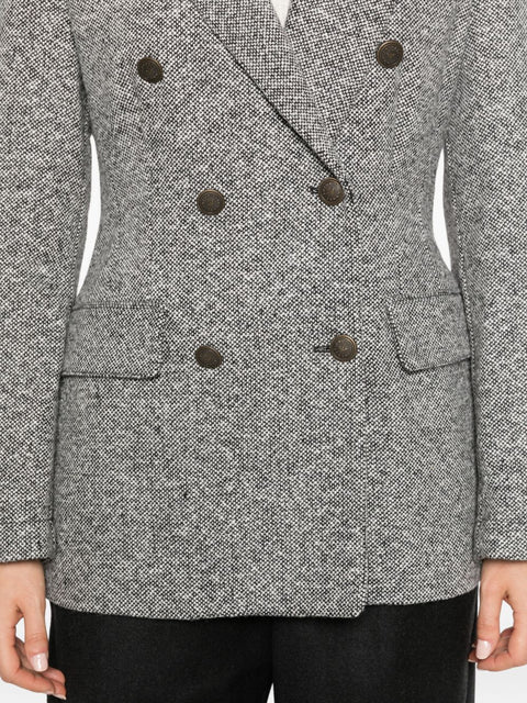 Emporio Armani Tweed Double-Breasted Blazer Jacket
