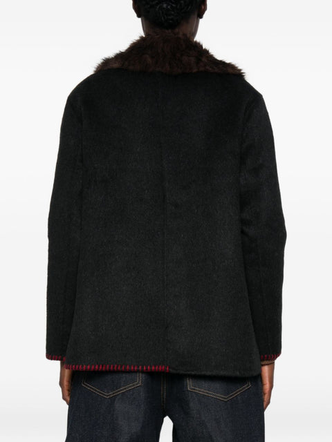 Front Street Faux Fur Detail Wool Coat