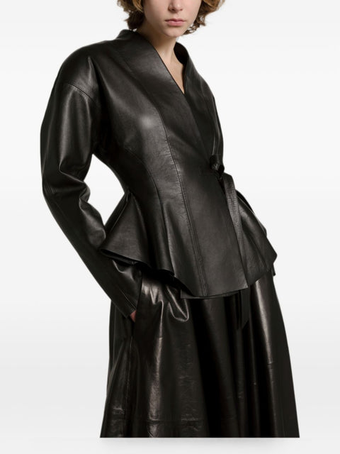 032C Faux leather midi skirt