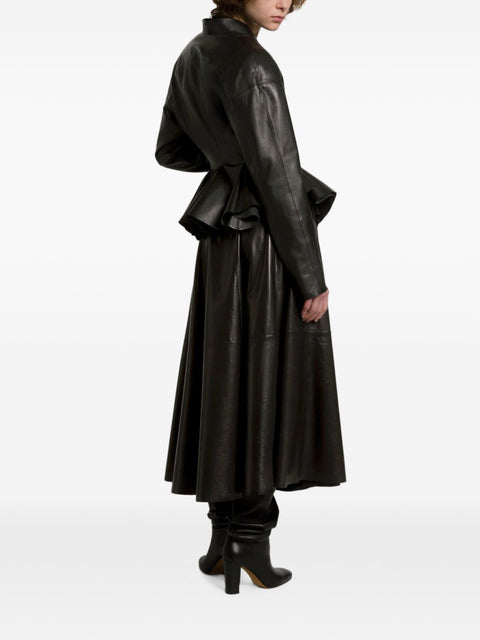 032C Faux leather midi skirt