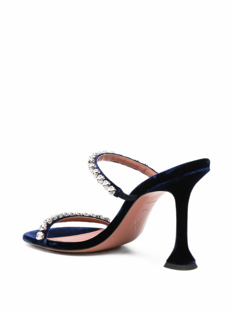 Amina Muaddi Gigi velvet and crystal heel sandals