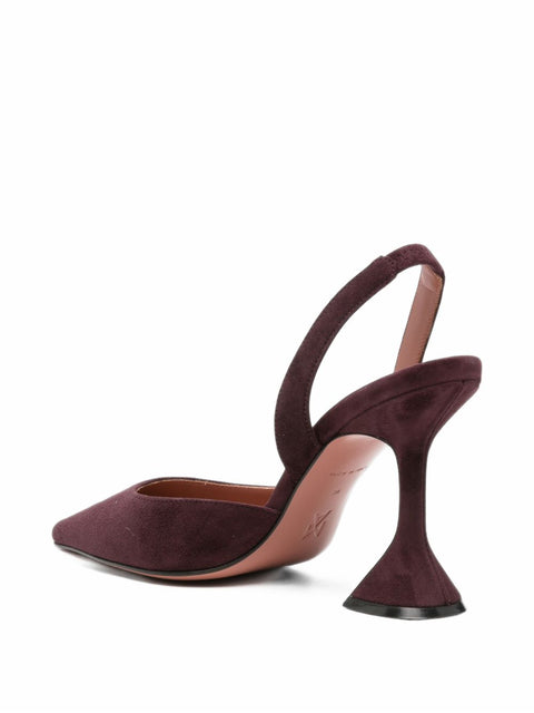 Amina Muaddi Holli suede leather slingback pumps