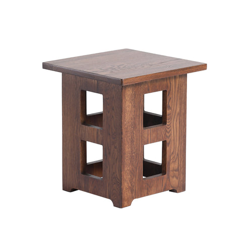 Mission Solid Oak Square End Table with Cut Outs - Walnut (W1)