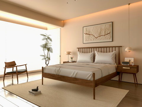 Mid Century Bed - American Solid Black Walnut