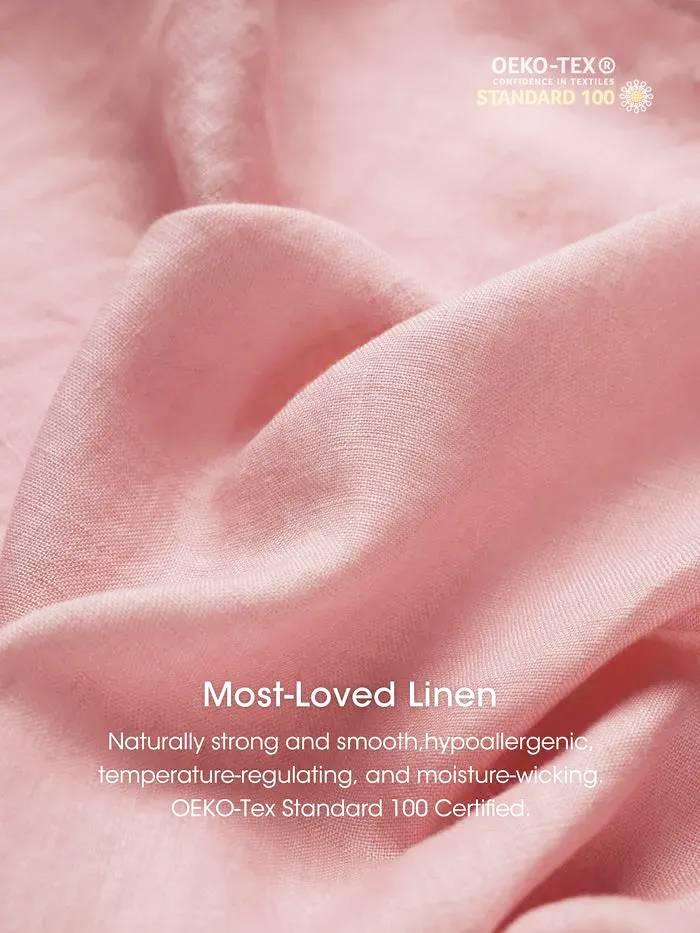 100% Linen Loose Fit Button Waist Gathered Midi Dress