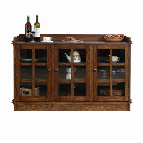 Mission Oak 3 Door Console, TV Stand - Walnut (W1)
