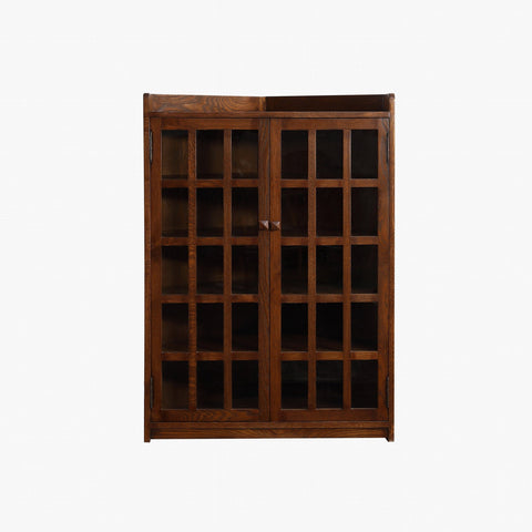 Mission Oak Corner Bookcase / Cabinet - Walnut