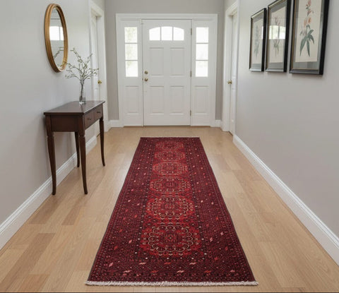 Terkaman Tribal Afghan Oriental Rug, size 3" x 9' 4"  (C)