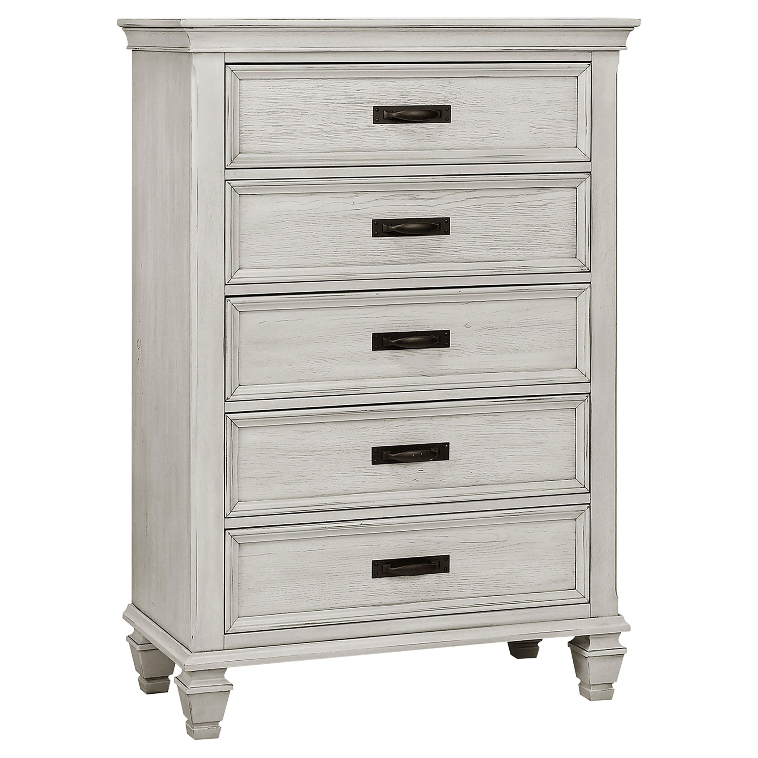 Franco 5-piece Eastern King Bedroom Set Distressed White