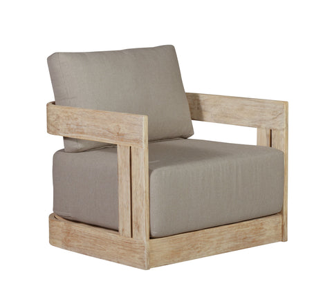 Paradiso Outdoor Teak Natural Look Revolving Chair - Gray Fabric
