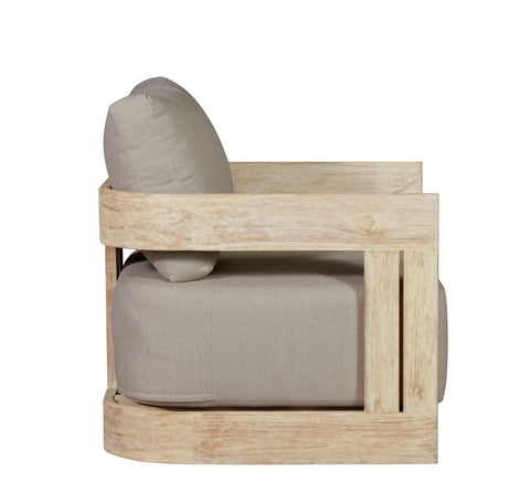 Paradiso Outdoor Teak Natural Look Revolving Chair - Gray Fabric
