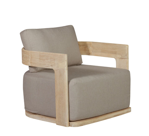 Eclipse Outdoor Solid Teak Wood Revolving Chair Natural Look - Gray Fabric