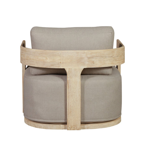 Eclipse Outdoor Solid Teak Wood Revolving Chair Natural Look - Gray Fabric